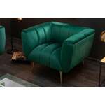 Retro fauteuil NOBLESSE 105cm smaragdgroen fluweel met decoratieve quilting - 40478