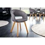 Design stoel NORDIC STAR grijze structuurstof houten poten eikenlook - 43421