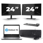 HP EliteBook 745 G2 - AMD A10 PRO-7350B - 14 inch - 8GB RAM - 240GB SSD - Windows 11 + 2x 24 inch Monitor