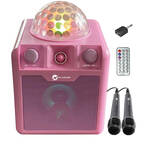 N-GEAR Disco Block 410 - Bluetooth Speaker - Karaokeset - Partybox met 2 Microfoons - Roze