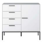 Ladekast Slimline 4 lades - wit - 87x93x40 cm - Leen Bakker