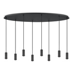 Metaal kroonluchter - Industrie hanglamp - Zwart - Met 8 pcs lampvoeten - Ontworpen voor Eetkamer en Slaapkamer - 120 x 35 x 117.5cm - set met E27 Lamphouder - voor Lampenkap met Doorsnede max 15cm - Gloeilamp Niet Inbegrepen