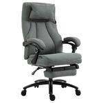 Vinsetto massage kantoorstoel, in hoogte verstelbare directiestoel, gamingstoel met voetsteunen massagefunctie, ergonomische draaistoel, massagestoel, linnengevoel, grijs, 60 x 68 x 109-117 cm