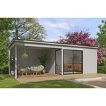 Tuinhuis Olivia 385x295 cm + 350 cm aanbouw - Platinum Grey gecoat